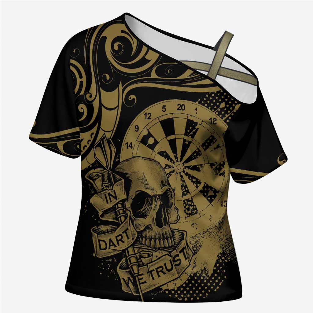New Zealand Darts Cross Shoulder Shirt Skull In Dart We Trust Maori Pattern - Aussie Hoodie