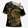 New Zealand Darts Cross Shoulder Shirt Skull In Dart We Trust Maori Pattern - Aussie Hoodie