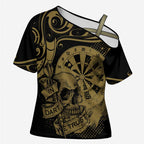 New Zealand Darts Cross Shoulder Shirt Skull In Dart We Trust Maori Pattern - Aussie Hoodie