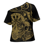 New Zealand Darts Cross Shoulder Shirt Skull In Dart We Trust Maori Pattern - Aussie Hoodie