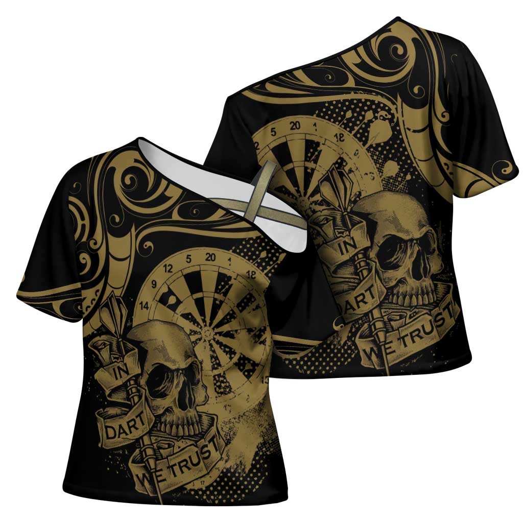 New Zealand Darts Cross Shoulder Shirt Skull In Dart We Trust Maori Pattern - Aussie Hoodie