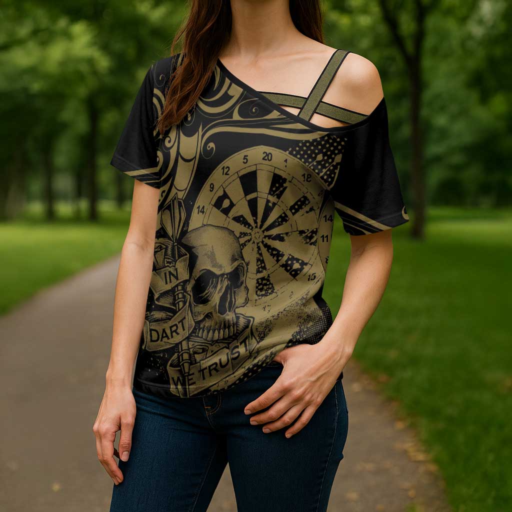 New Zealand Darts Cross Shoulder Shirt Skull In Dart We Trust Maori Pattern - Aussie Hoodie