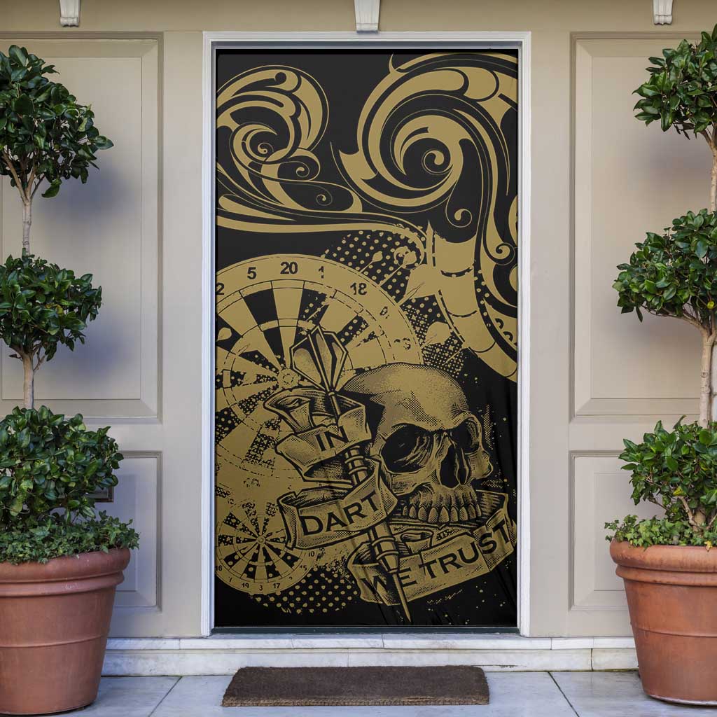New Zealand Darts Door Cover Skull In Dart We Trust Maori Pattern - Aussie Hoodie