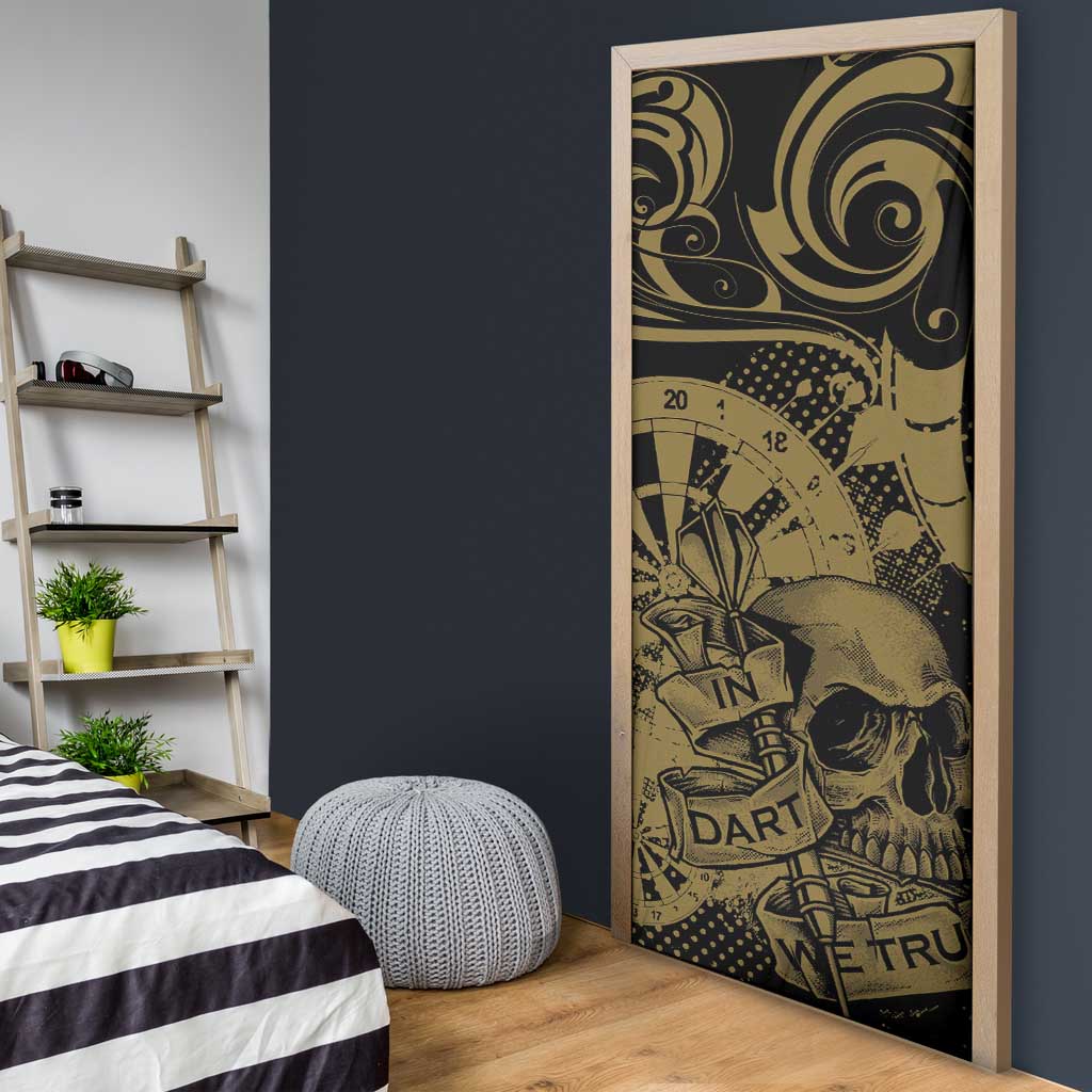 New Zealand Darts Door Cover Skull In Dart We Trust Maori Pattern - Aussie Hoodie