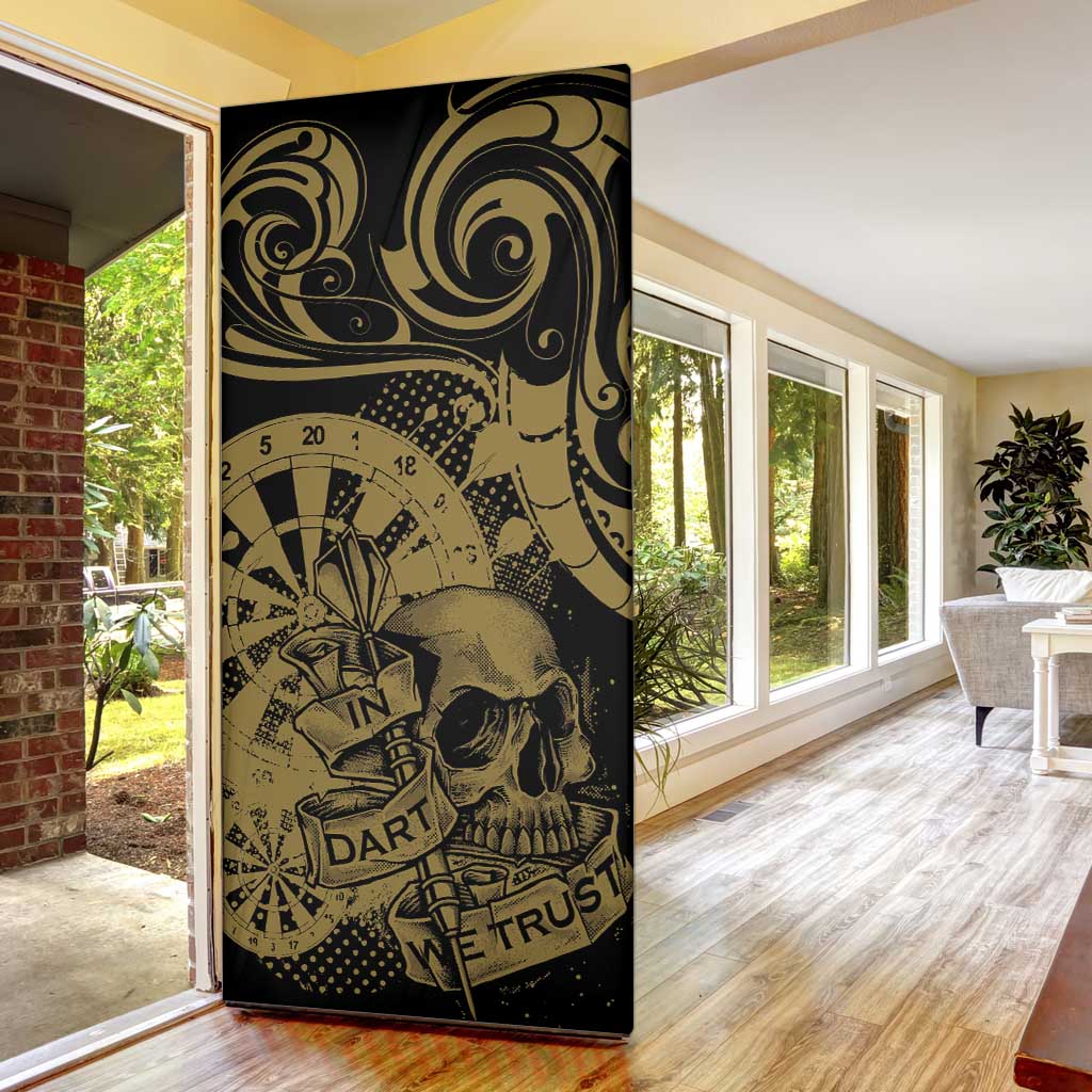 New Zealand Darts Door Cover Skull In Dart We Trust Maori Pattern - Aussie Hoodie