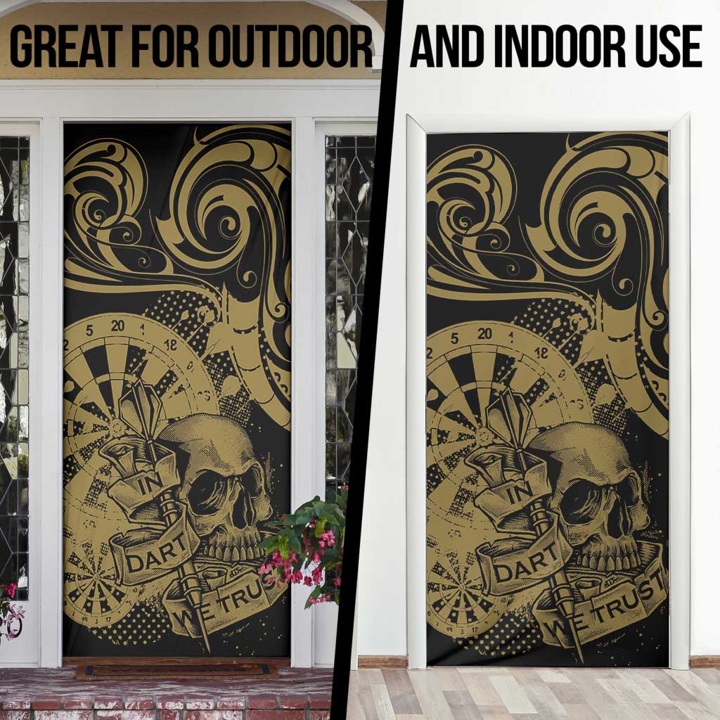 New Zealand Darts Door Cover Skull In Dart We Trust Maori Pattern - Aussie Hoodie