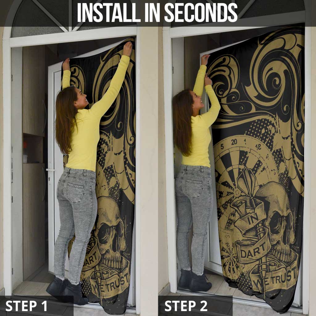 New Zealand Darts Door Cover Skull In Dart We Trust Maori Pattern - Aussie Hoodie