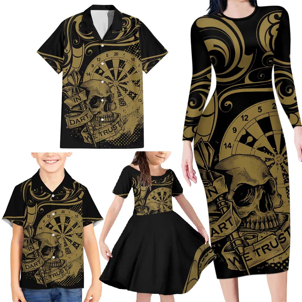 New Zealand Darts Family Matching Long Sleeve Bodycon Dress and Hawaiian Shirt Skull In Dart We Trust Maori Pattern - Aussie Hoodie