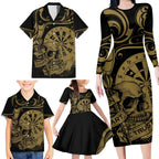 New Zealand Darts Family Matching Long Sleeve Bodycon Dress and Hawaiian Shirt Skull In Dart We Trust Maori Pattern - Aussie Hoodie