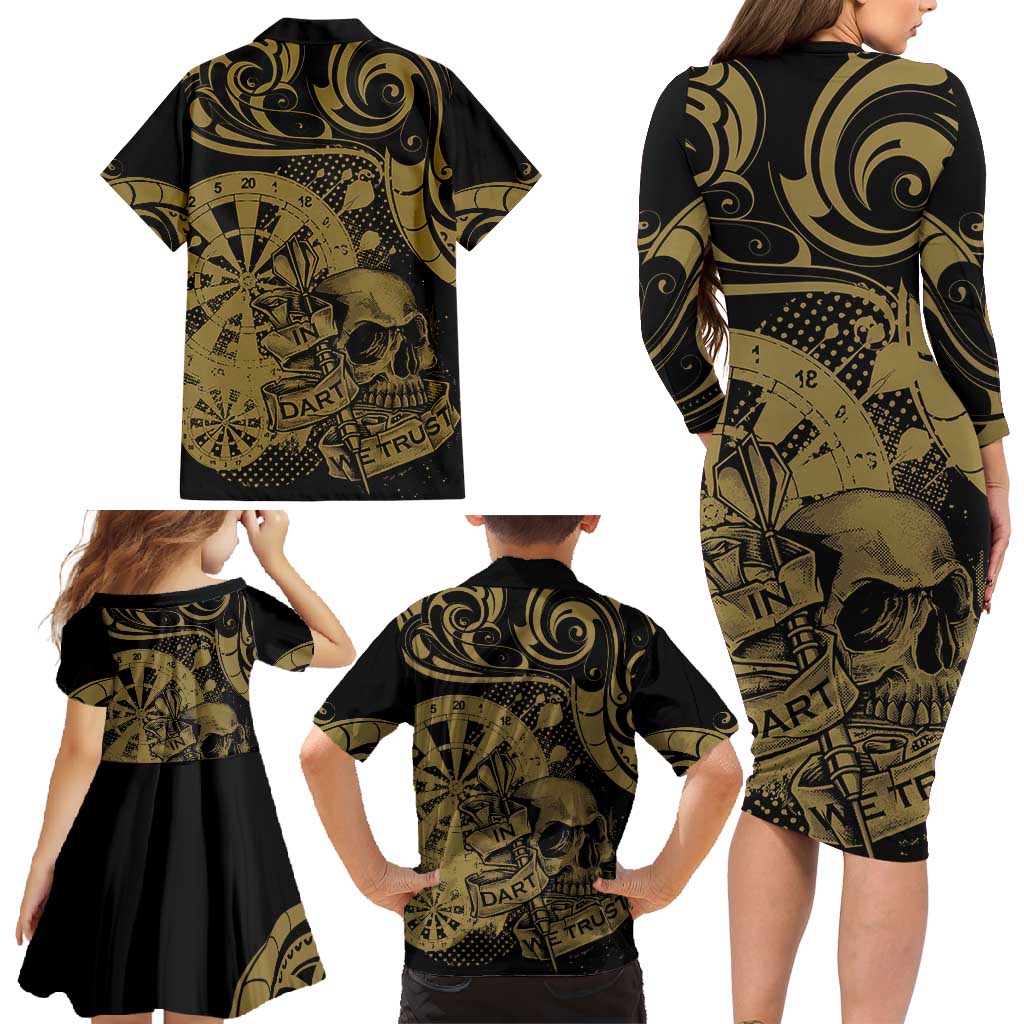 New Zealand Darts Family Matching Long Sleeve Bodycon Dress and Hawaiian Shirt Skull In Dart We Trust Maori Pattern - Aussie Hoodie