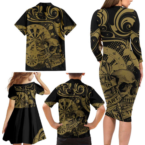 New Zealand Darts Family Matching Long Sleeve Bodycon Dress and Hawaiian Shirt Skull In Dart We Trust Maori Pattern - Aussie Hoodie