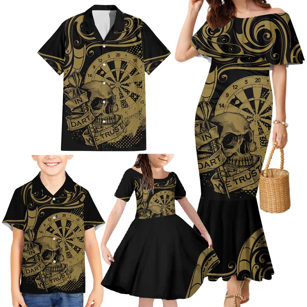 New Zealand Darts Family Matching Mermaid Dress and Hawaiian Shirt Skull In Dart We Trust Maori Pattern - Aussie Hoodie