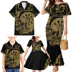 New Zealand Darts Family Matching Mermaid Dress and Hawaiian Shirt Skull In Dart We Trust Maori Pattern - Aussie Hoodie