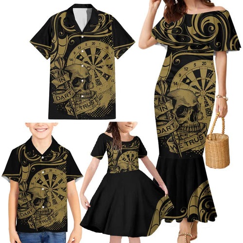 New Zealand Darts Family Matching Mermaid Dress and Hawaiian Shirt Skull In Dart We Trust Maori Pattern - Aussie Hoodie