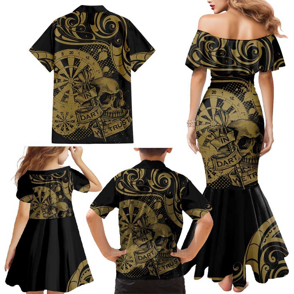 New Zealand Darts Family Matching Mermaid Dress and Hawaiian Shirt Skull In Dart We Trust Maori Pattern - Aussie Hoodie
