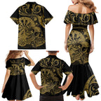 New Zealand Darts Family Matching Mermaid Dress and Hawaiian Shirt Skull In Dart We Trust Maori Pattern - Aussie Hoodie