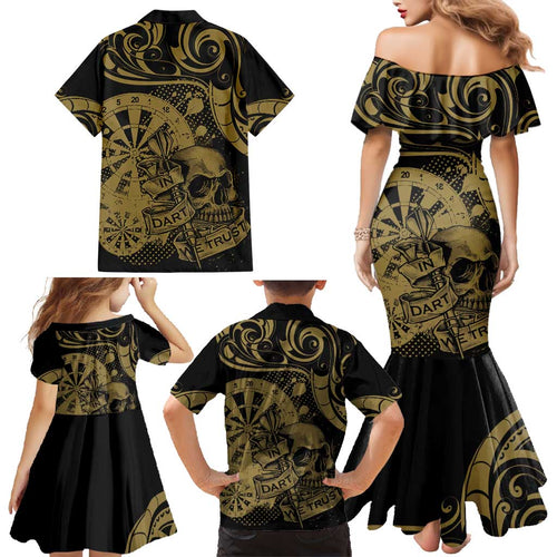 New Zealand Darts Family Matching Mermaid Dress and Hawaiian Shirt Skull In Dart We Trust Maori Pattern - Aussie Hoodie
