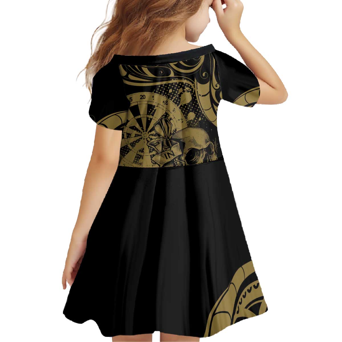 New Zealand Darts Family Matching Off The Shoulder Long Sleeve Dress and Hawaiian Shirt Skull In Dart We Trust Maori Pattern - Aussie Hoodie