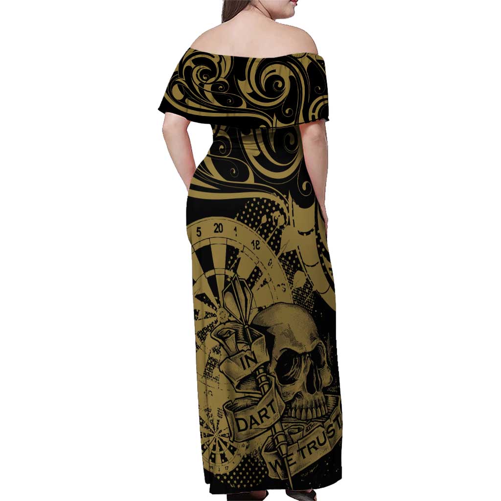 New Zealand Darts Family Matching Off Shoulder Maxi Dress and Hawaiian Shirt Skull In Dart We Trust Maori Pattern - Aussie Hoodie