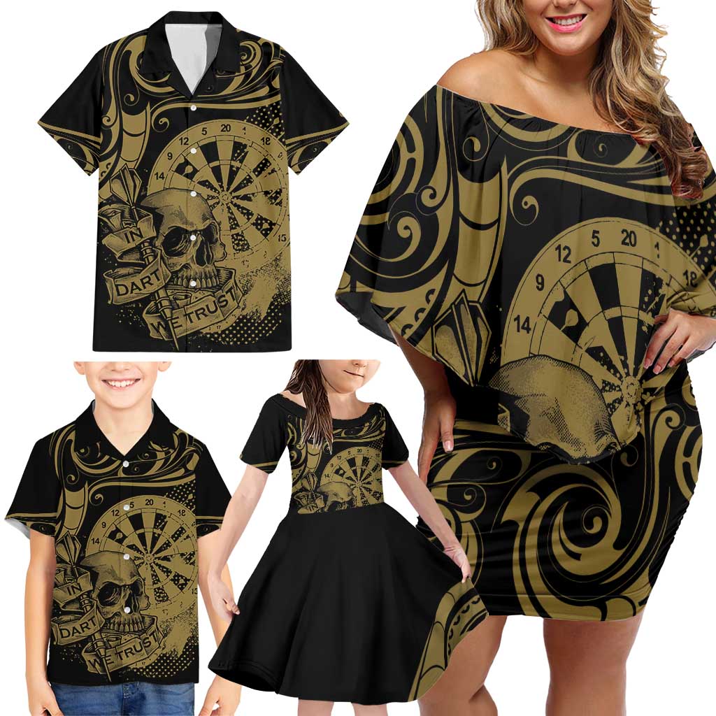New Zealand Darts Family Matching Off Shoulder Short Dress and Hawaiian Shirt Skull In Dart We Trust Maori Pattern - Aussie Hoodie