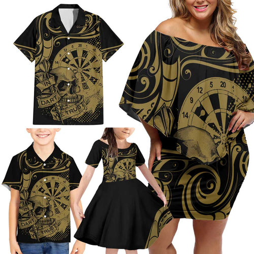 New Zealand Darts Family Matching Off Shoulder Short Dress and Hawaiian Shirt Skull In Dart We Trust Maori Pattern - Aussie Hoodie