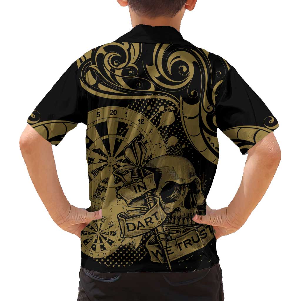 New Zealand Darts Family Matching Off Shoulder Short Dress and Hawaiian Shirt Skull In Dart We Trust Maori Pattern - Aussie Hoodie