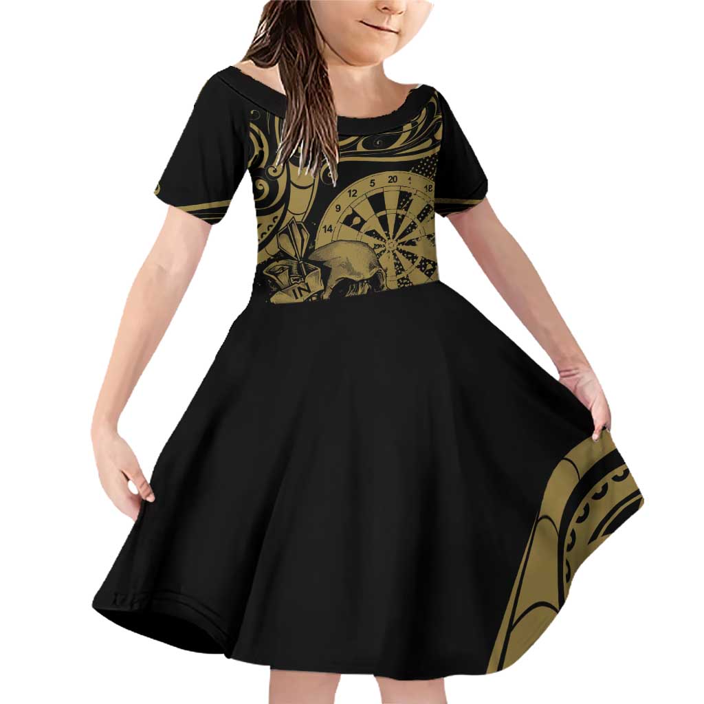 New Zealand Darts Family Matching Off Shoulder Short Dress and Hawaiian Shirt Skull In Dart We Trust Maori Pattern - Aussie Hoodie