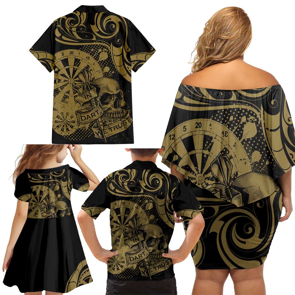 New Zealand Darts Family Matching Off Shoulder Short Dress and Hawaiian Shirt Skull In Dart We Trust Maori Pattern - Aussie Hoodie