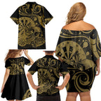 New Zealand Darts Family Matching Off Shoulder Short Dress and Hawaiian Shirt Skull In Dart We Trust Maori Pattern - Aussie Hoodie