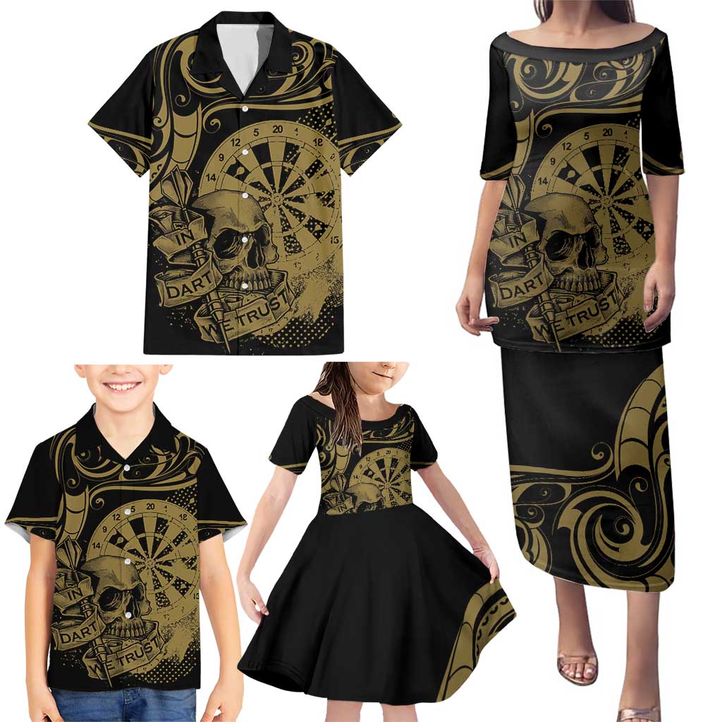 New Zealand Darts Family Matching Puletasi and Hawaiian Shirt Skull In Dart We Trust Maori Pattern - Aussie Hoodie