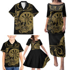 New Zealand Darts Family Matching Puletasi and Hawaiian Shirt Skull In Dart We Trust Maori Pattern - Aussie Hoodie