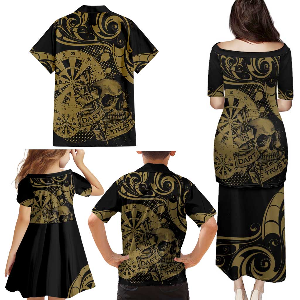 New Zealand Darts Family Matching Puletasi and Hawaiian Shirt Skull In Dart We Trust Maori Pattern - Aussie Hoodie