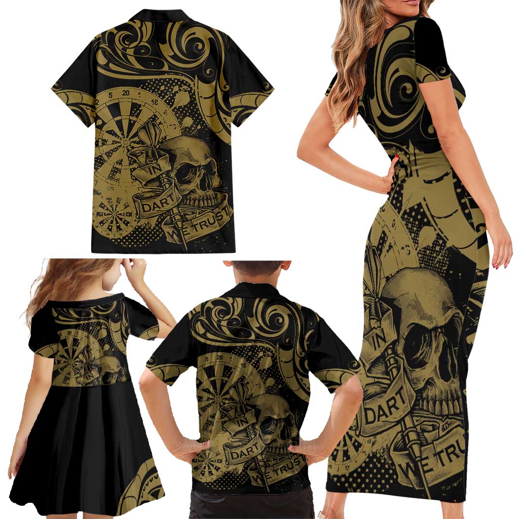 New Zealand Darts Family Matching Short Sleeve Bodycon Dress and Hawaiian Shirt Skull In Dart We Trust Maori Pattern - Aussie Hoodie