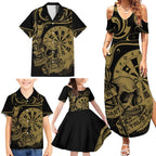 New Zealand Darts Family Matching Summer Maxi Dress and Hawaiian Shirt Skull In Dart We Trust Maori Pattern - Aussie Hoodie