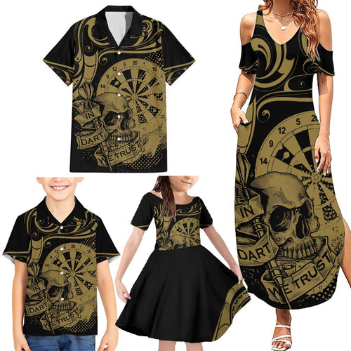 New Zealand Darts Family Matching Summer Maxi Dress and Hawaiian Shirt Skull In Dart We Trust Maori Pattern - Aussie Hoodie