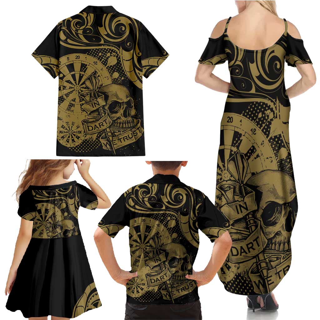 New Zealand Darts Family Matching Summer Maxi Dress and Hawaiian Shirt Skull In Dart We Trust Maori Pattern - Aussie Hoodie
