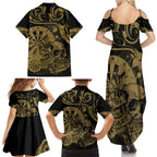 New Zealand Darts Family Matching Summer Maxi Dress and Hawaiian Shirt Skull In Dart We Trust Maori Pattern - Aussie Hoodie