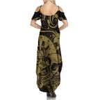 New Zealand Darts Family Matching Summer Maxi Dress and Hawaiian Shirt Skull In Dart We Trust Maori Pattern - Aussie Hoodie