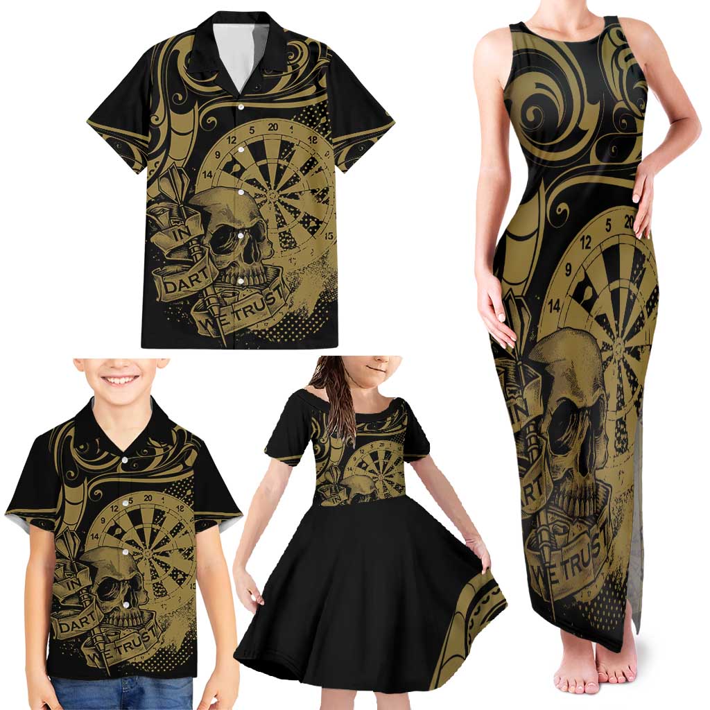 New Zealand Darts Family Matching Tank Maxi Dress and Hawaiian Shirt Skull In Dart We Trust Maori Pattern - Aussie Hoodie