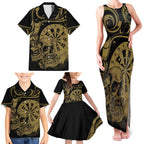 New Zealand Darts Family Matching Tank Maxi Dress and Hawaiian Shirt Skull In Dart We Trust Maori Pattern - Aussie Hoodie