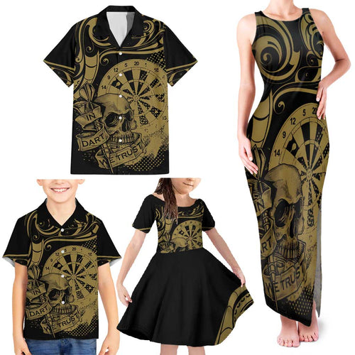 New Zealand Darts Family Matching Tank Maxi Dress and Hawaiian Shirt Skull In Dart We Trust Maori Pattern - Aussie Hoodie