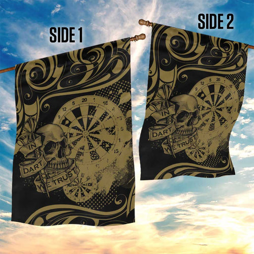 New Zealand Darts Garden Flag Skull In Dart We Trust Maori Pattern - Aussie Hoodie