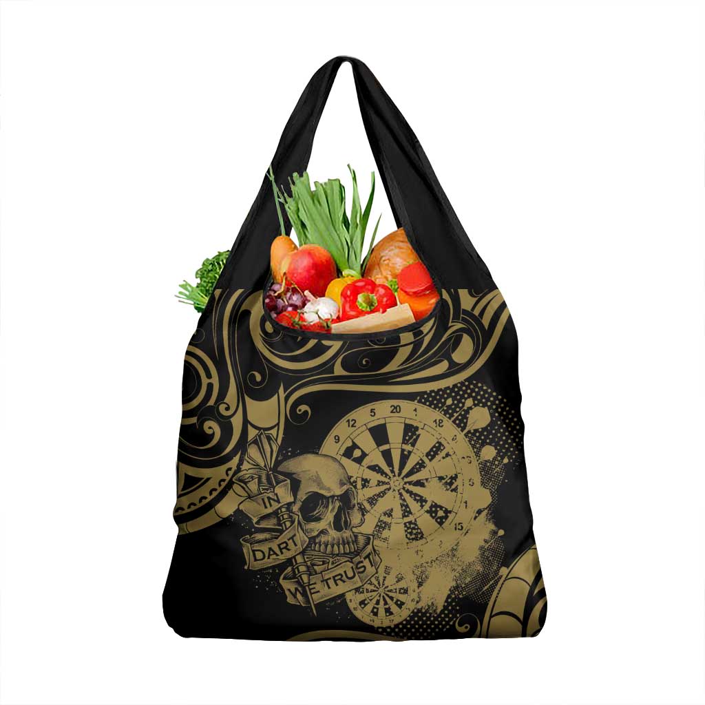 New Zealand Darts Grocery Bag Skull In Dart We Trust Maori Pattern - Aussie Hoodie