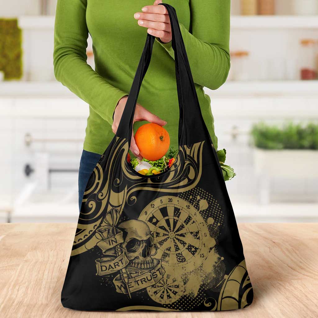 New Zealand Darts Grocery Bag Skull In Dart We Trust Maori Pattern - Aussie Hoodie