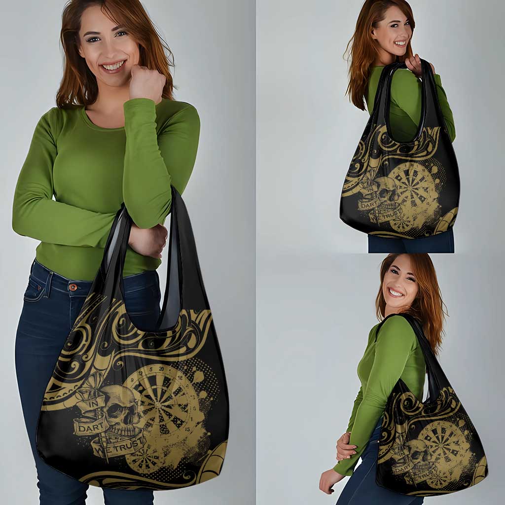 New Zealand Darts Grocery Bag Skull In Dart We Trust Maori Pattern - Aussie Hoodie
