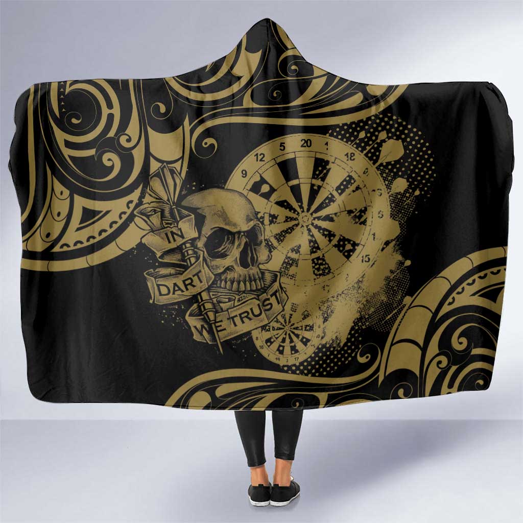 New Zealand Darts Hooded Blanket Skull In Dart We Trust Maori Pattern - Aussie Hoodie
