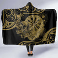 New Zealand Darts Hooded Blanket Skull In Dart We Trust Maori Pattern - Aussie Hoodie
