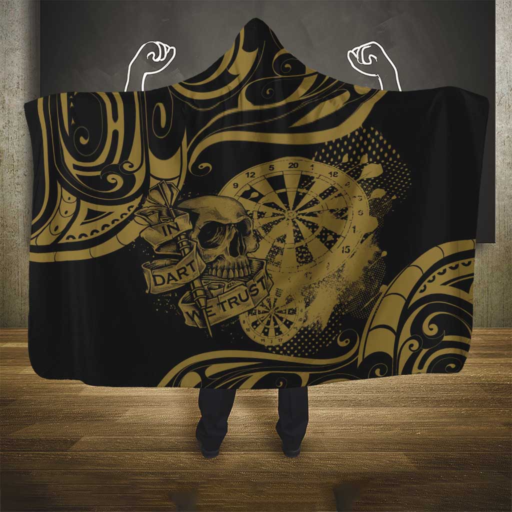 New Zealand Darts Hooded Blanket Skull In Dart We Trust Maori Pattern - Aussie Hoodie