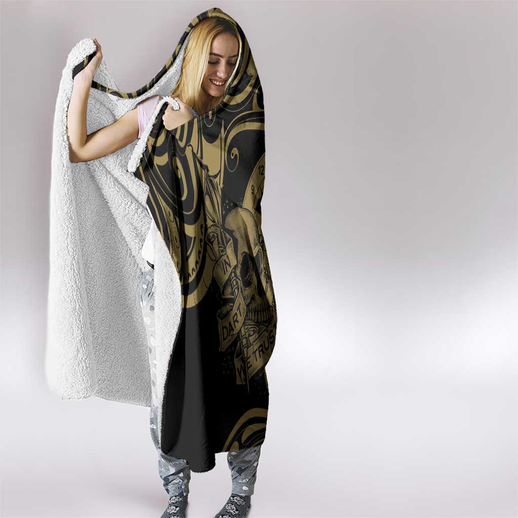 New Zealand Darts Hooded Blanket Skull In Dart We Trust Maori Pattern - Aussie Hoodie