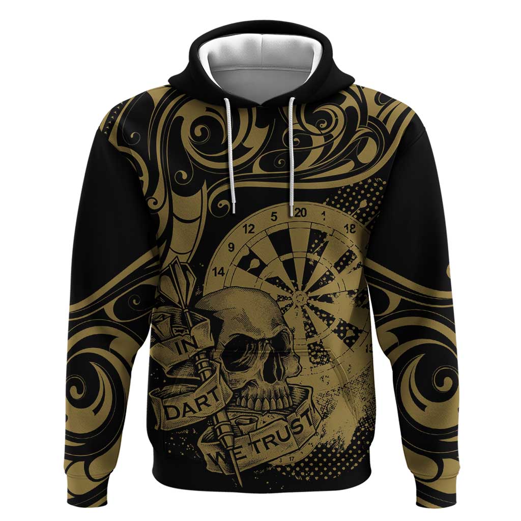 New Zealand Darts Hoodie Skull In Dart We Trust Maori Pattern - Aussie Hoodie